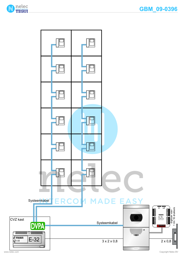 Project Blekerstraat Weert met 19 woningen Tegui intercom Foto van de Tegui intercom installatie Blekerstraat te Weert met 19 woningen