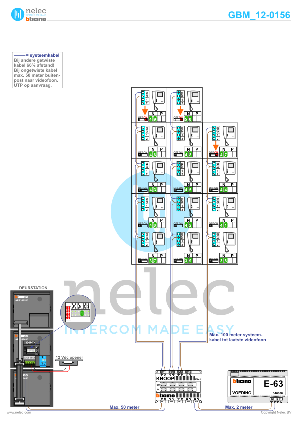 Project Treviso Alphen a/d Rijn met 14 woningen BTicino intercom Foto van de BTicino intercom installatie Treviso te Alphen a/d Rijn met 14 woningen