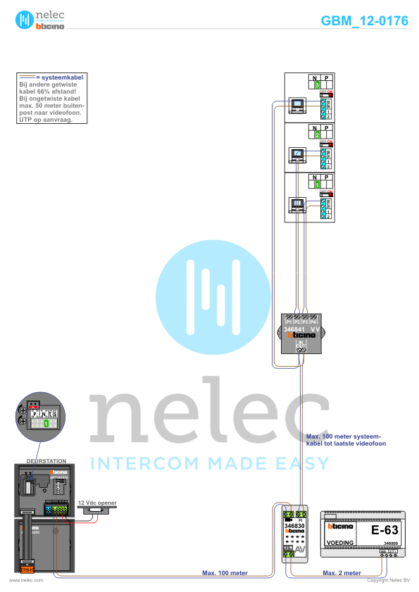Foto van de BTicino intercom installatie ISMH te Gouda met 3 woningen