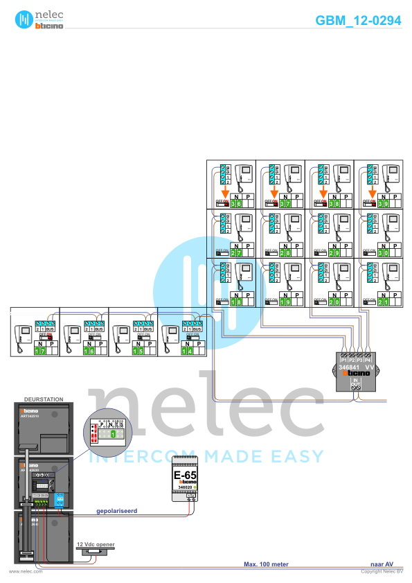 Foto van de BTicino intercom installatie Kraailandhof te Hoogland met 42 woningen