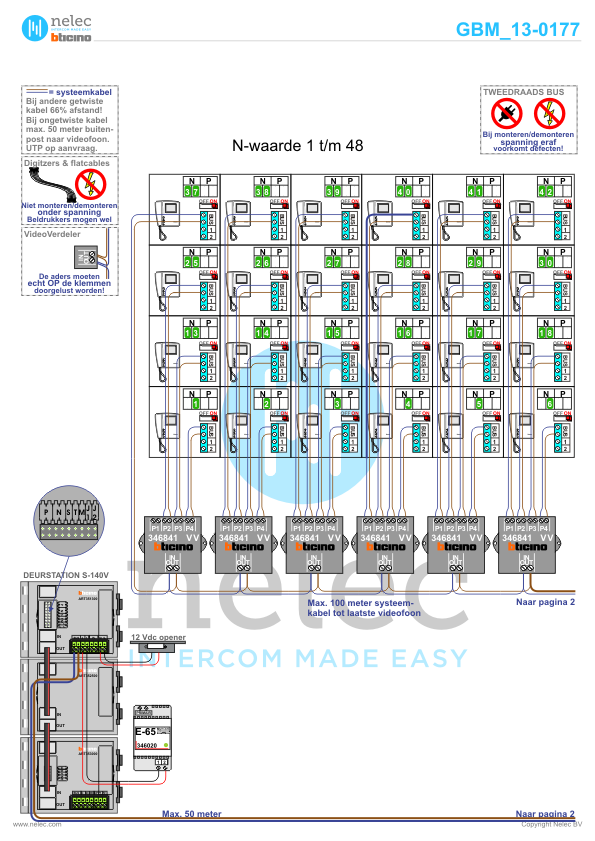 Foto van de BTicino intercom installatie Zerinke blok B te Hengelo met 68 woningen
