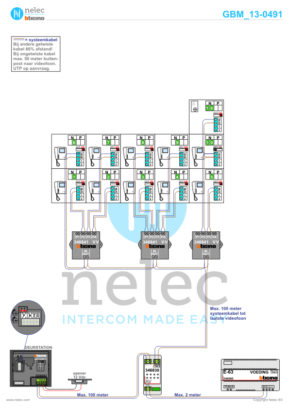 Project Keizersbrug Den Helder met 10 woningen BTicino intercom Foto van de BTicino intercom installatie Keizersbrug te Den Helder met 10 woningen