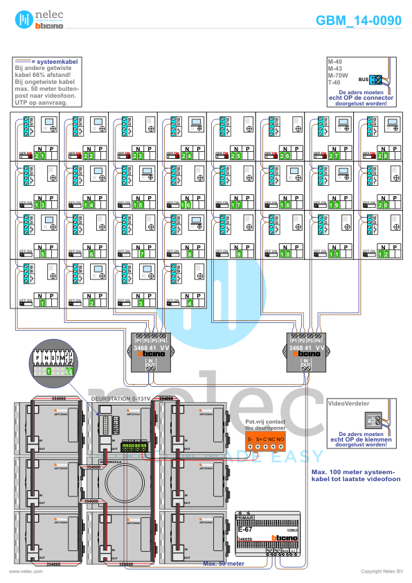 Project Mantova Blok A Hellevoetsluis met 28 woningen BTicino intercom Foto van de BTicino intercom installatie Mantova Blok A te Hellevoetsluis met 28 woningen