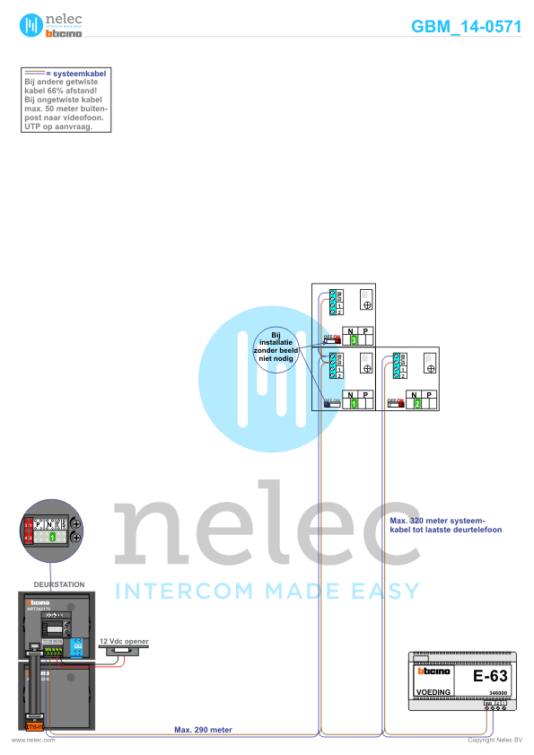 Project Amstelveenseweg Amsterdam met 3 woningen BTicino intercom Foto van de BTicino intercom installatie Amstelveenseweg te Amsterdam met 3 woningen