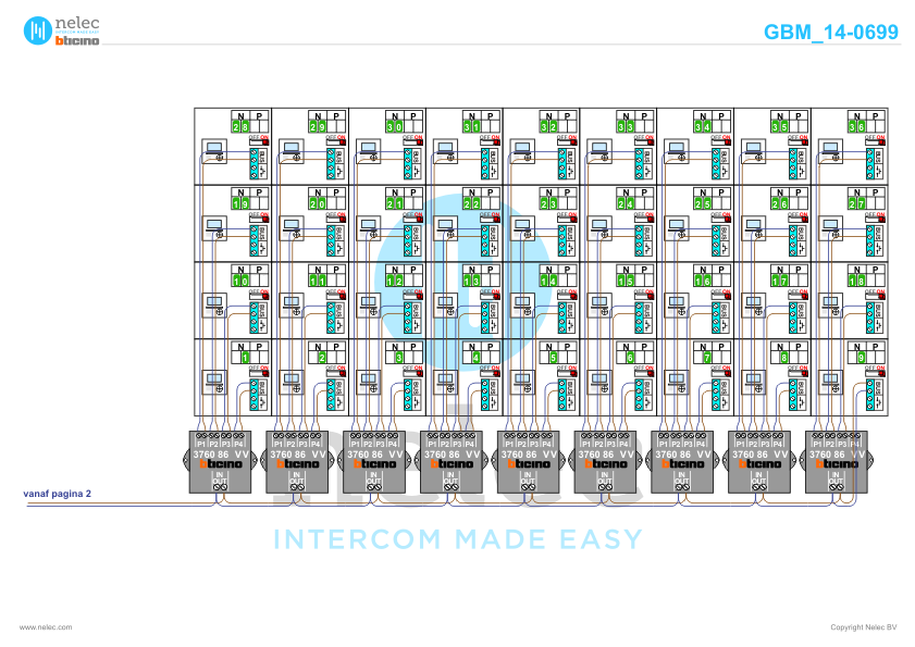 Project Eltheto Rijssen met 36 woningen BTicino intercom Foto van de BTicino intercom installatie Eltheto te Rijssen met 36 woningen