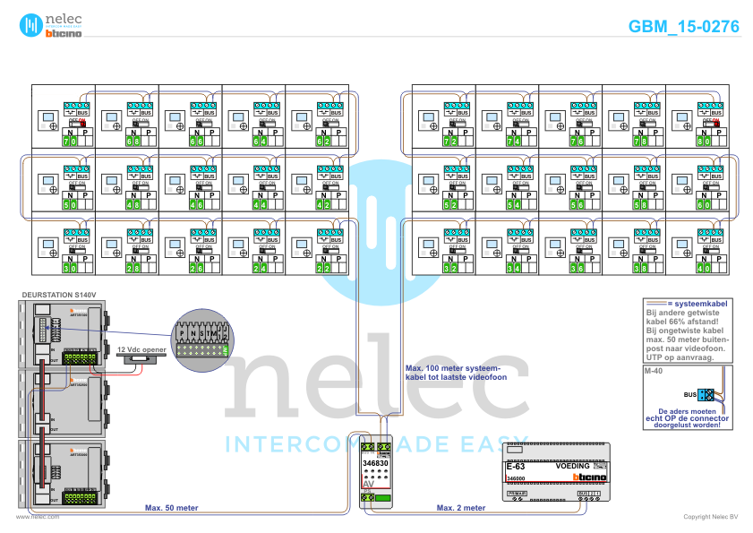 Project Bijvanck Blaricum met 30 woningen BTicino intercom Foto van de BTicino intercom installatie Bijvanck te Blaricum met 30 woningen