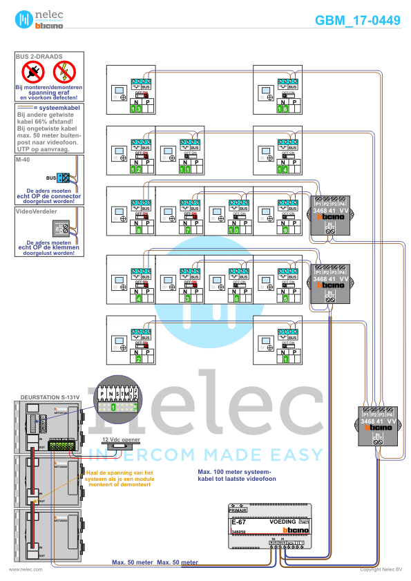 Foto van de BTicino intercom installatie Nobelhorst Veld 7 te Almere met 15 woningen