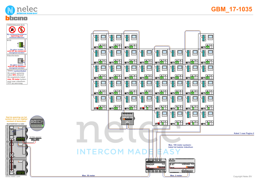 Project Katwolderplein blok C Zwolle met 84 woningen BTicino intercom Foto van de BTicino intercom installatie Katwolderplein blok C te Zwolle met 84 woningen