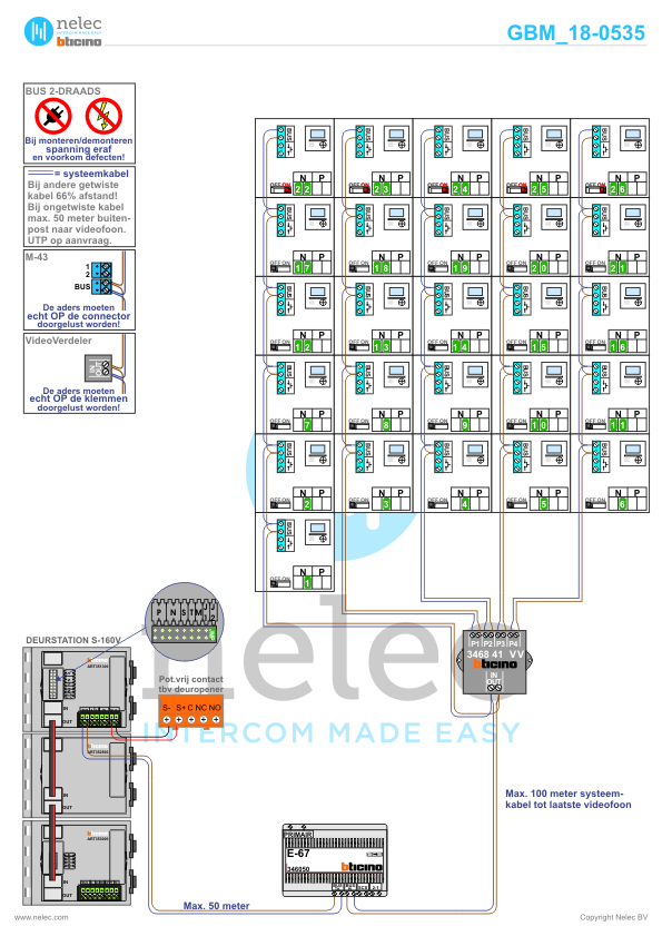Project Golfstroom B -Walvisvaardersweg Den Helder met 26 won BTicino intercom Foto van de BTicino intercom installatie Golfstroom B -Walvisvaardersweg Den Helder met 26 won