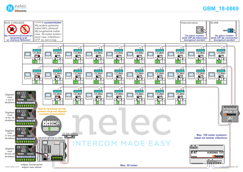 Foto van de BTicino intercom installatie Kaatsland Gebouw C te Sneek met 27 woningen