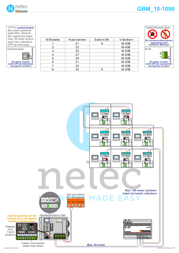 Foto van de BTicino intercom installatie Marshallplein te Rijswijk met 8 woningen