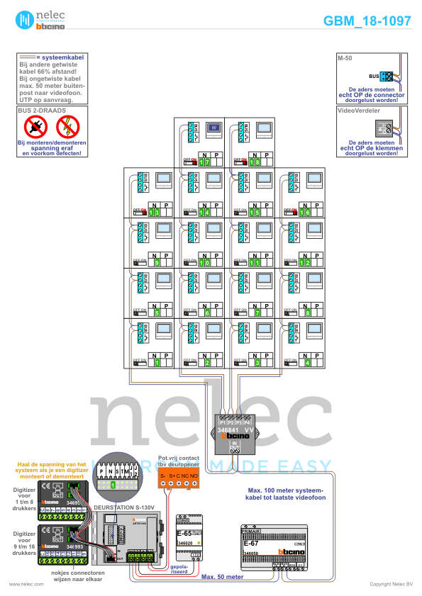 Foto van de BTicino intercom installatie Marshallplein te Rijswijk met 18 woningen