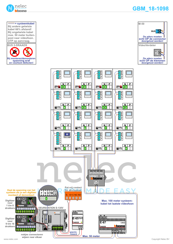 Foto van de BTicino intercom installatie Marshallplein te Rijswijk met 16 woningen