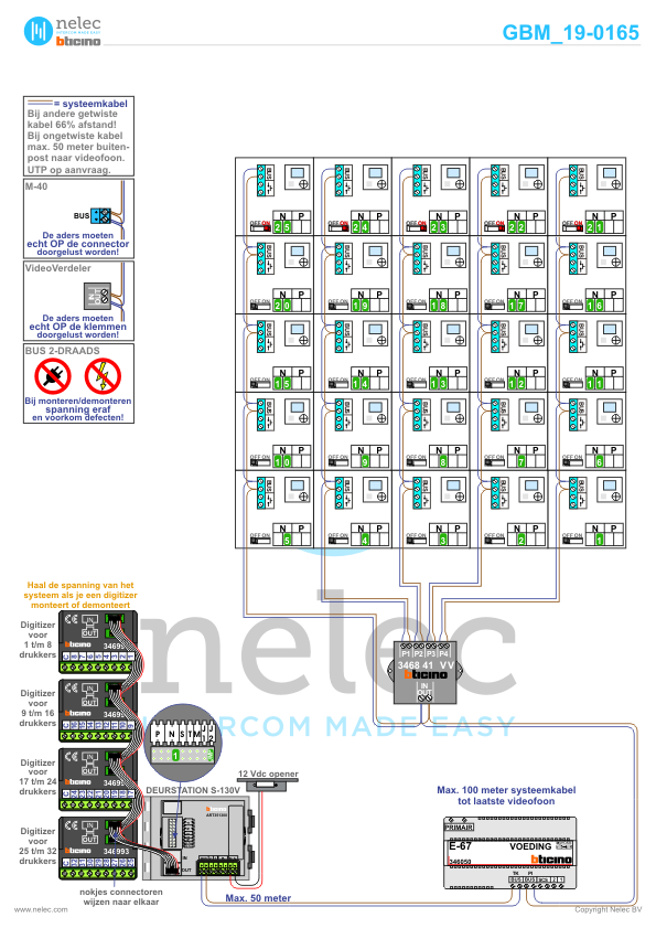 Foto van de BTicino intercom installatie Parc Claudius Blok A te Vlaardingen met 25 woningen