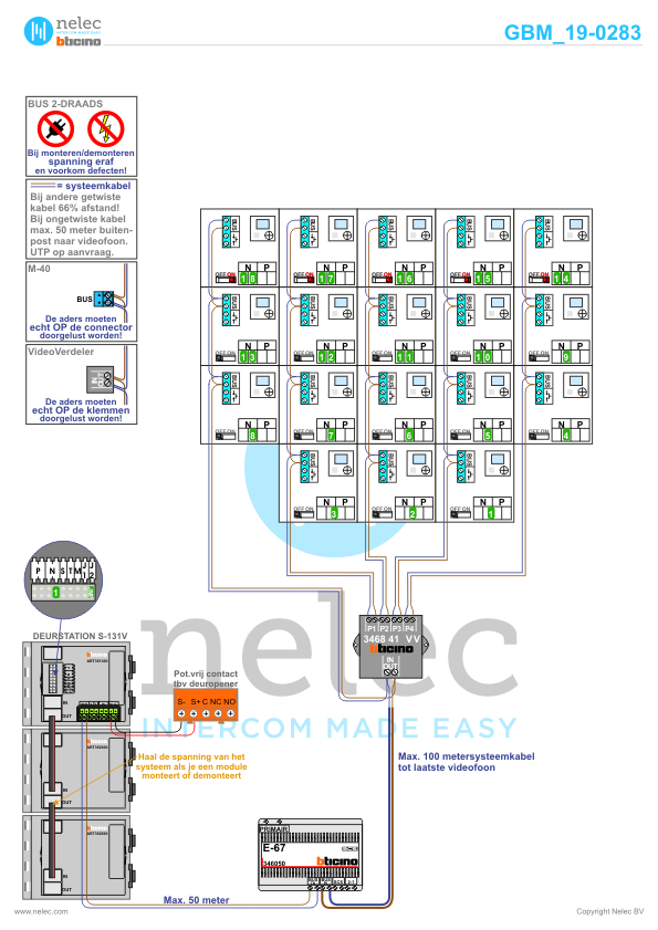 Project Lage Bothof Blok E Enschede met 18 woningen BTicino intercom Foto van de BTicino intercom installatie Lage Bothof Blok E te Enschede met 18 woningen