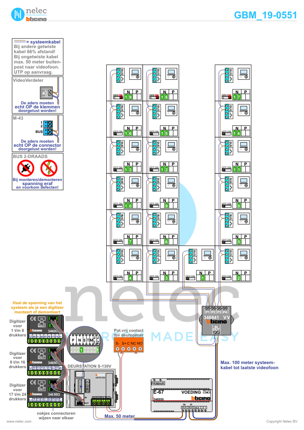 Foto van de BTicino intercom installatie De Sirenen Calypso te Bergen op Zoom met 19 woningen