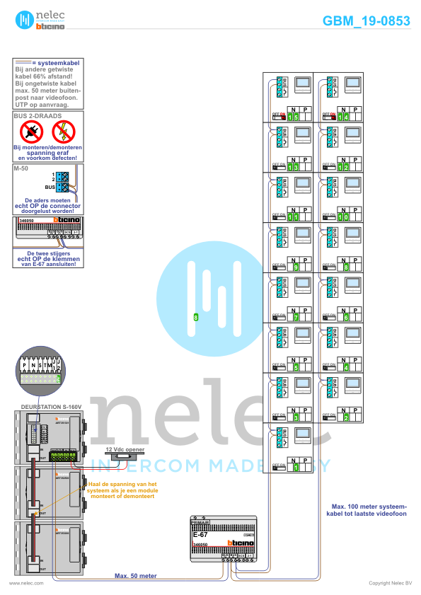 Foto van de BTicino intercom installatie Louise Henriëtte te Den Haag met 15 woningen