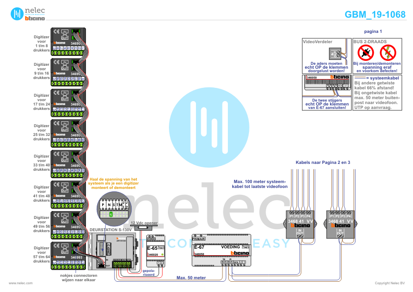 Foto van de BTicino intercom installatie Meanderpark Entree 1 te Nieuwegein met 42 woningen