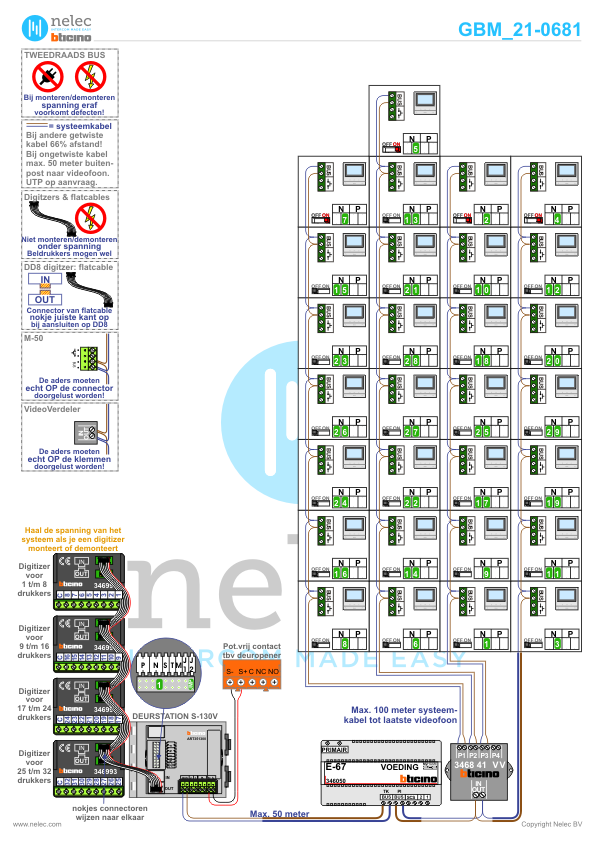 Project Mortelstraat te Noordwijk met 29 woningen met BTicino intercom Foto van de BTicino intercom installatie bij Mortelstraat te Noordwijk met 29 woningen