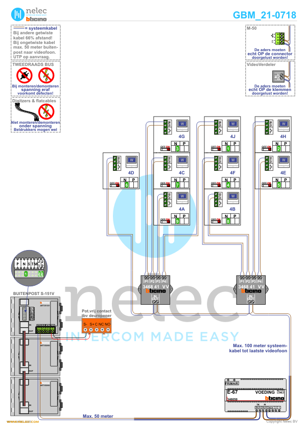 Foto van de BTicino intercom installatie bij Appartementencomplex te Zoetermeer met 9 woningen