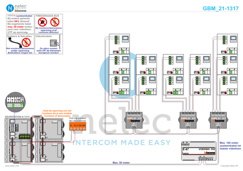 Foto van de BTicino intercom installatie bij Achter de Wilgen te Gouda met 12 woningen