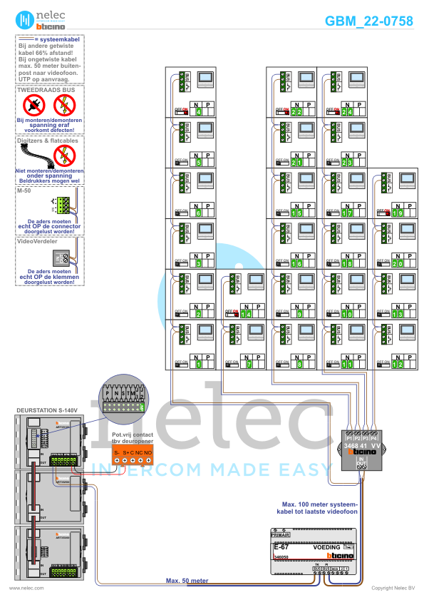 Foto van de BTicino intercom installatie bij Kanaalstraat te Lisse met 24 woningen