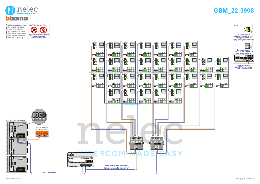 Project Paardenmarkt Blok A te Emmeloord met 30 woningen met BTicino intercom Foto van de BTicino intercom installatie bij Paardenmarkt Blok A te Emmeloord met 30 woningen