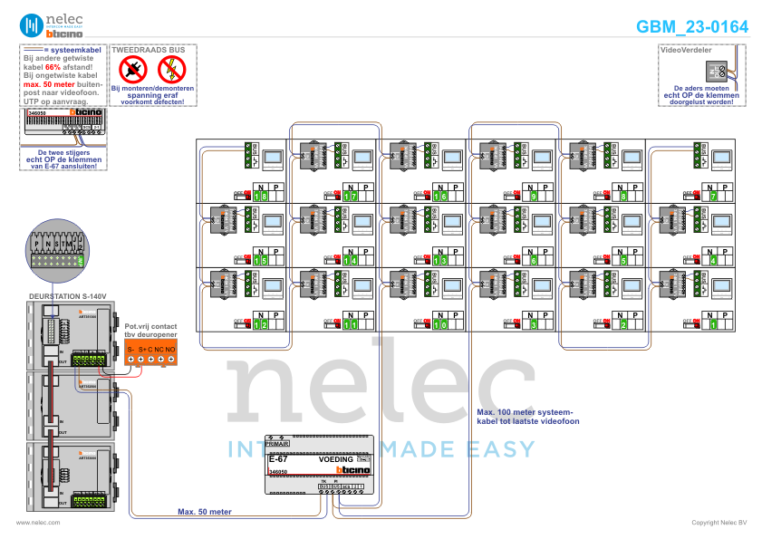 Foto van de BTicino intercom installatie bij Raadhuisstraat te Panningen met 18 woningen