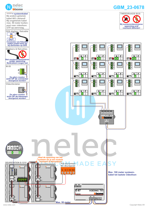 Project Vliegenstraat te Bunde met 12 woningen met BTicino intercom Foto van de BTicino intercom installatie bij Vliegenstraat te Bunde met 12 woningen